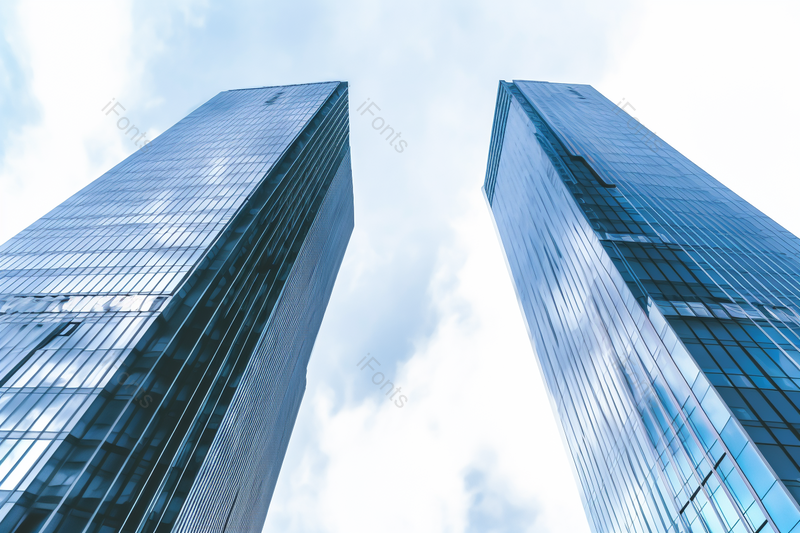 经济城市都市蓝色玻璃幕墙建筑金融写字楼大厦仰拍摄影,高清,摄影图,摄影图片,图片大全,摄影图免费下载